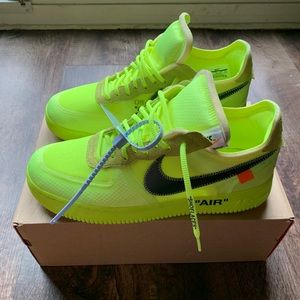 Off white Nike Air Force 1s Volt size 11